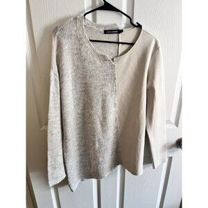 European Culture Sweater Women’s M Grey Oversized Hi-Lo Asymmetrical Lagenlook